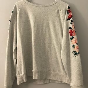 Embroidered Long Sleeve Flower Sweater